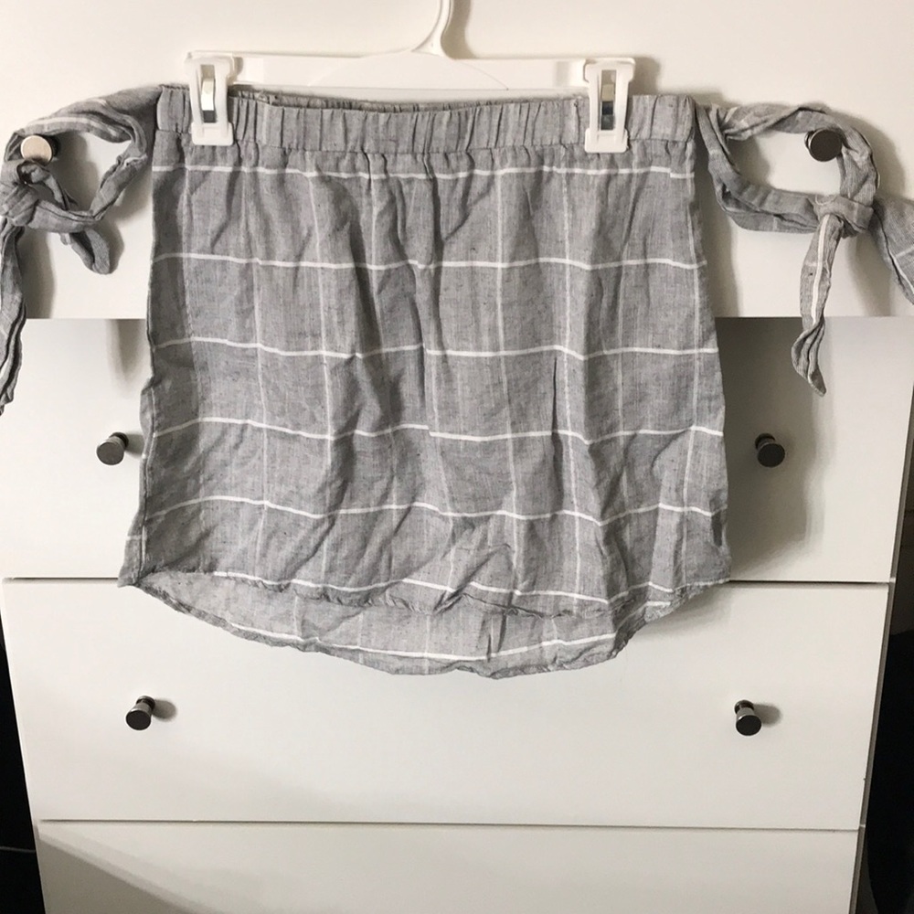 Plaid Side Knots Tie Top Like NEW